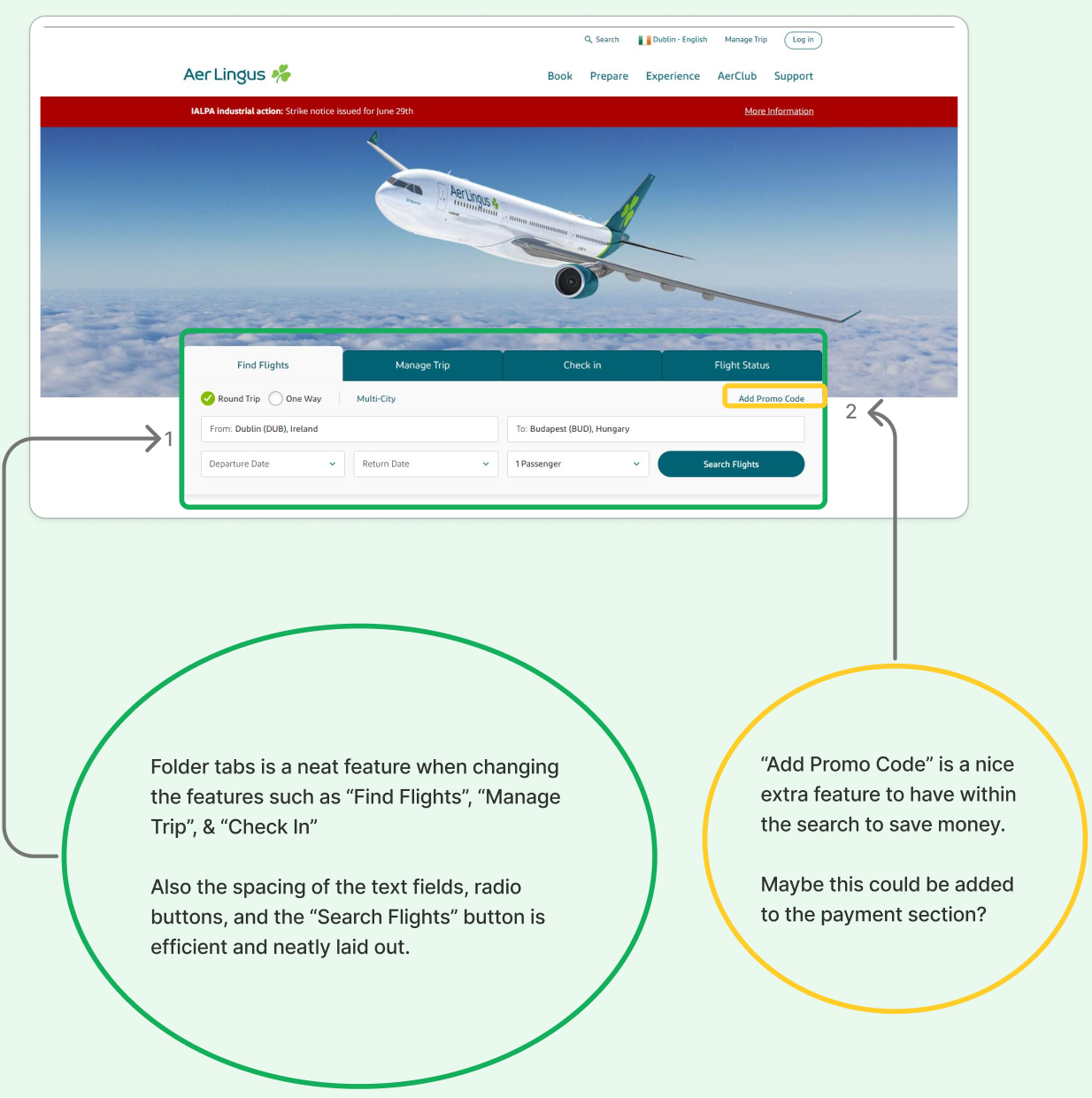 Competitive benchmarking annotated airline booking teardown — slide 3 of 3